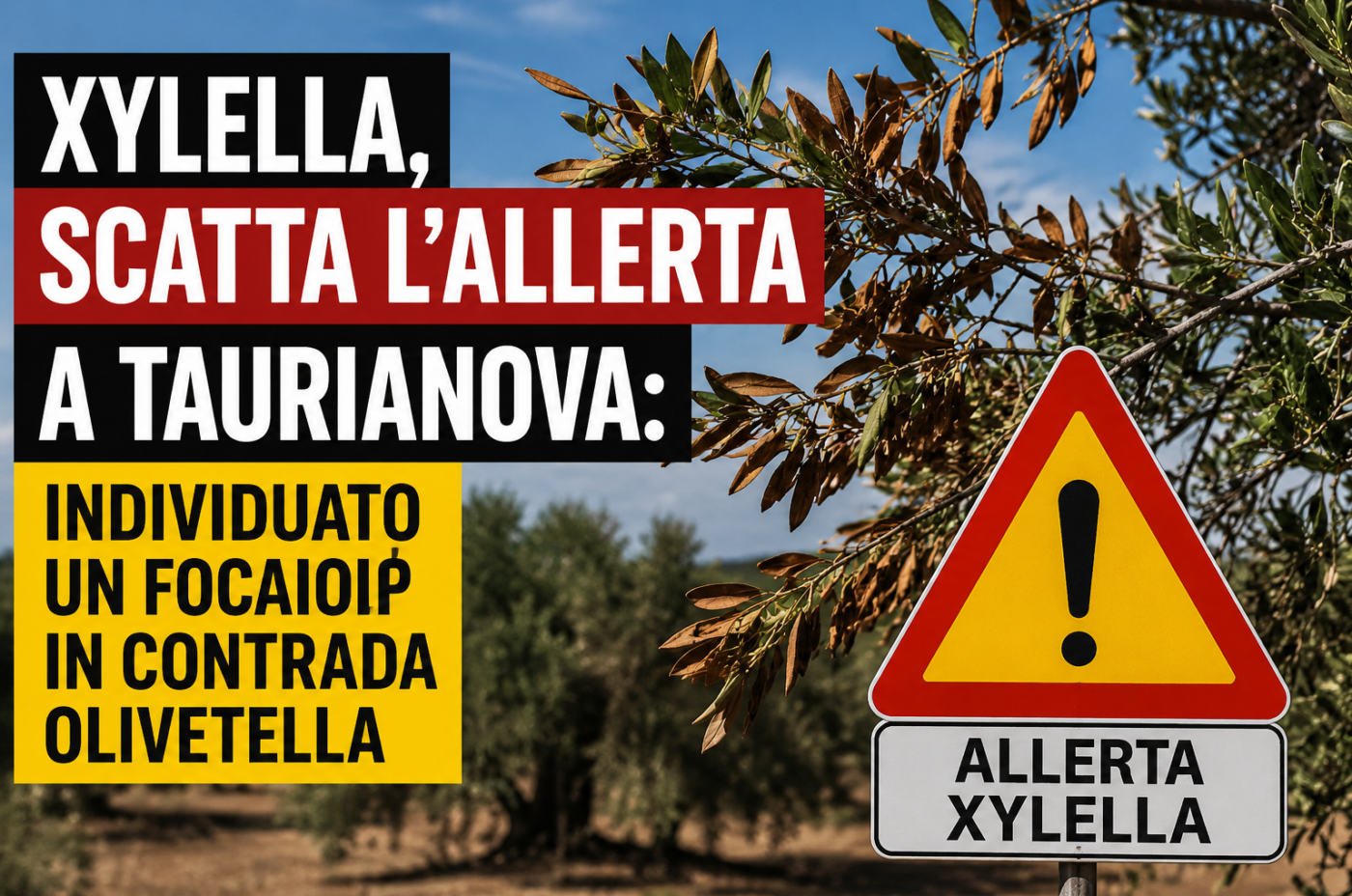 Xylella, scatta l’allerta a Taurianova: individuato un focolaio in contrada Olivetella